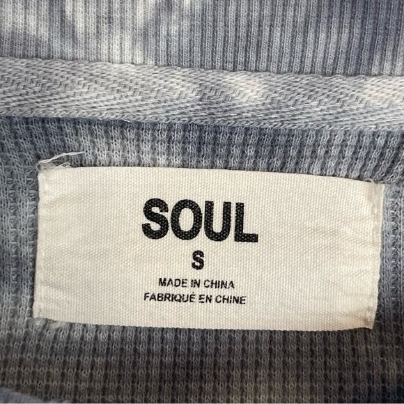 SoulCycle Julia Cropped Waffle Sweatshirt Long Sleeve Top Blue Black Small - Picture 6 of 7